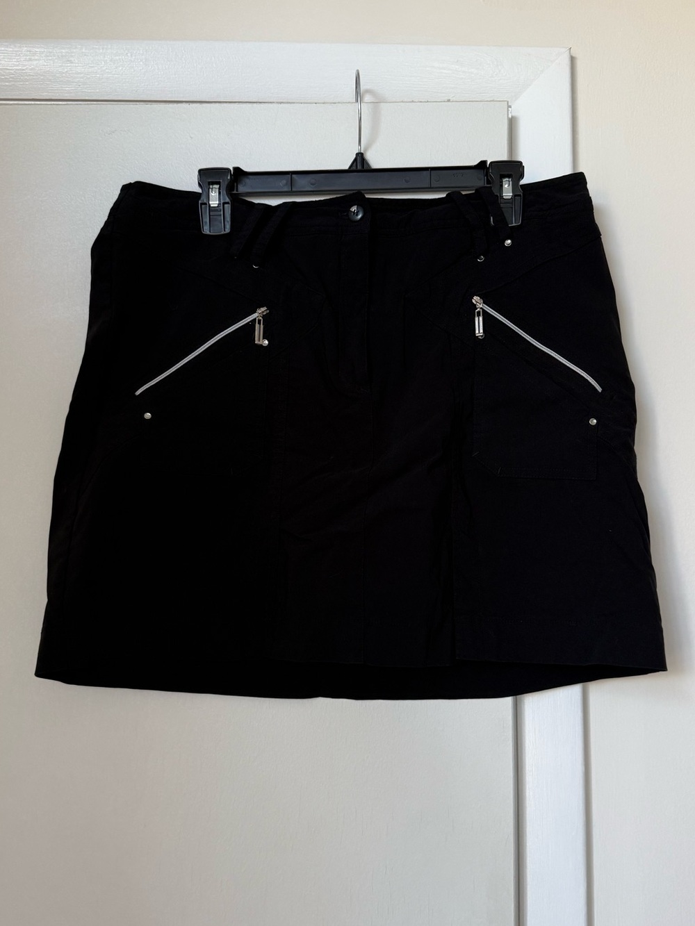 jamie sadock Black Mini Skort with Angled Zip Pockets